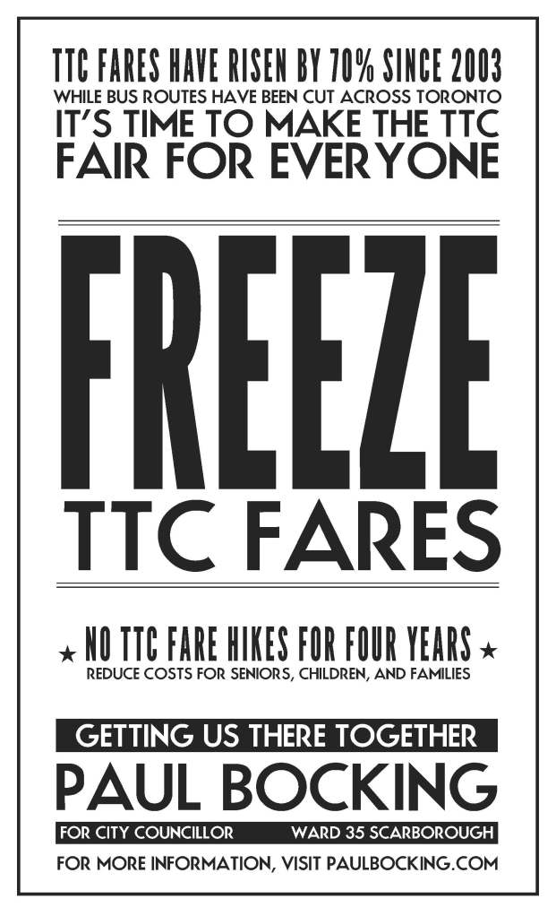 freeze ttc fares flyer